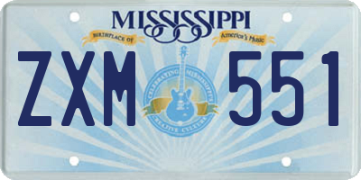 MS license plate ZXM551