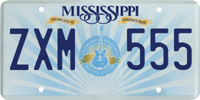 MS license plate ZXM555