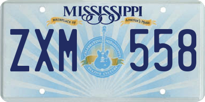 MS license plate ZXM558