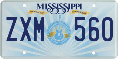 MS license plate ZXM560