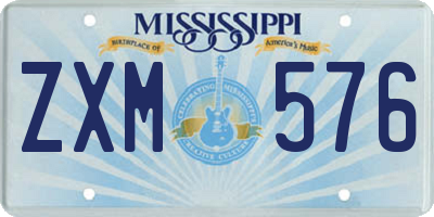 MS license plate ZXM576