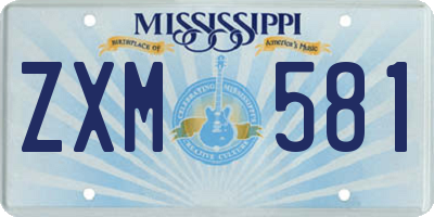 MS license plate ZXM581