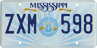 MS license plate ZXM598