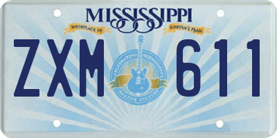 MS license plate ZXM611