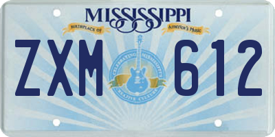 MS license plate ZXM612