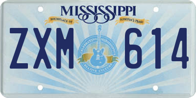 MS license plate ZXM614