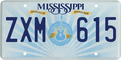 MS license plate ZXM615