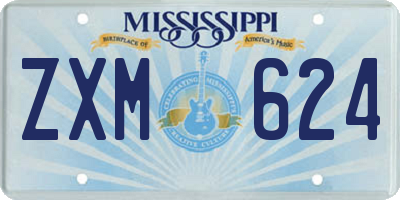 MS license plate ZXM624