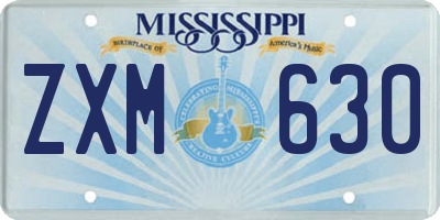 MS license plate ZXM630
