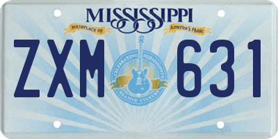 MS license plate ZXM631