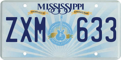 MS license plate ZXM633