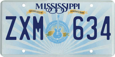 MS license plate ZXM634
