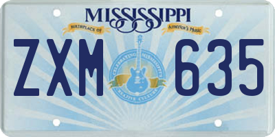 MS license plate ZXM635