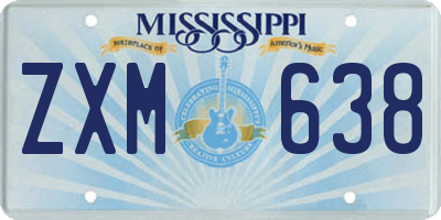 MS license plate ZXM638