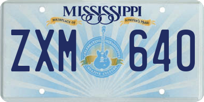MS license plate ZXM640