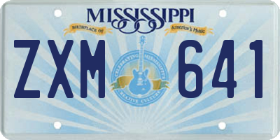 MS license plate ZXM641