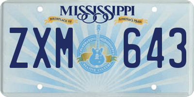 MS license plate ZXM643