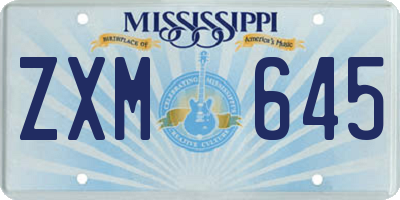 MS license plate ZXM645