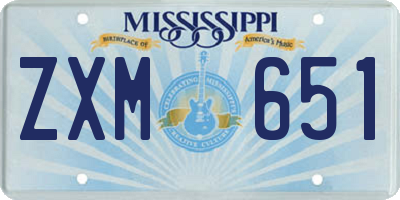 MS license plate ZXM651
