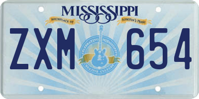 MS license plate ZXM654