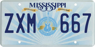 MS license plate ZXM667
