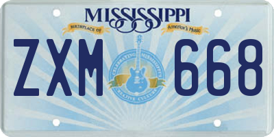 MS license plate ZXM668