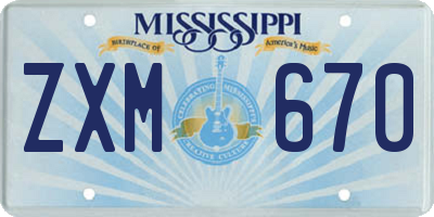 MS license plate ZXM670