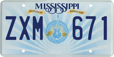 MS license plate ZXM671