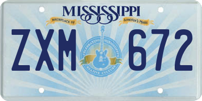 MS license plate ZXM672
