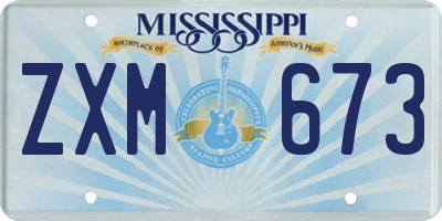 MS license plate ZXM673