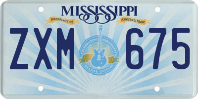 MS license plate ZXM675