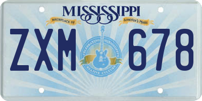 MS license plate ZXM678