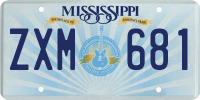 MS license plate ZXM681