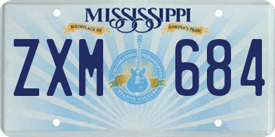 MS license plate ZXM684