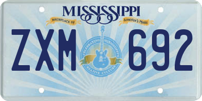 MS license plate ZXM692