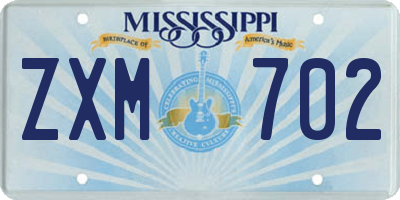 MS license plate ZXM702