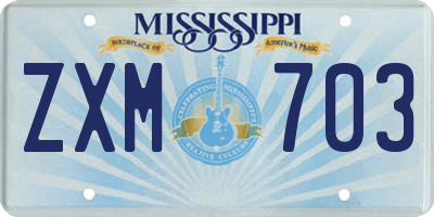 MS license plate ZXM703
