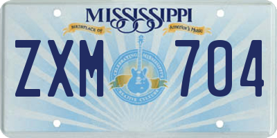 MS license plate ZXM704