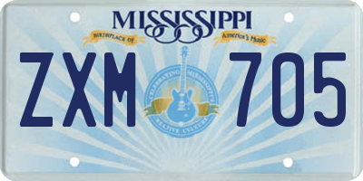 MS license plate ZXM705