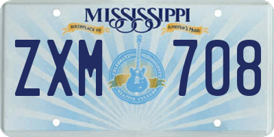 MS license plate ZXM708