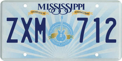 MS license plate ZXM712