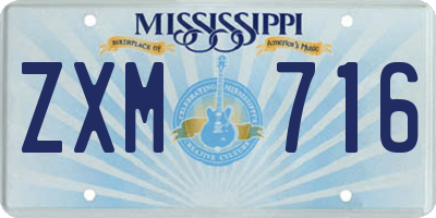 MS license plate ZXM716