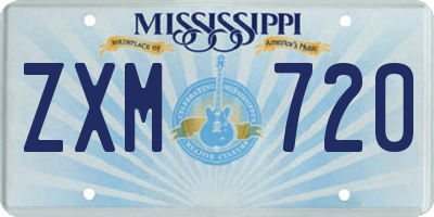 MS license plate ZXM720
