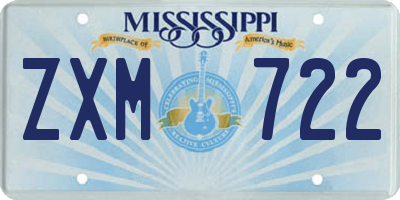 MS license plate ZXM722