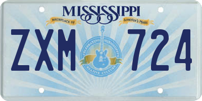 MS license plate ZXM724