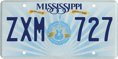MS license plate ZXM727