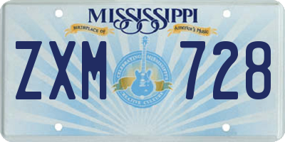 MS license plate ZXM728