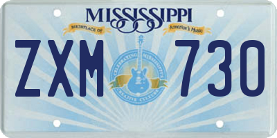MS license plate ZXM730