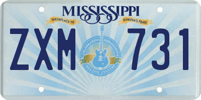 MS license plate ZXM731