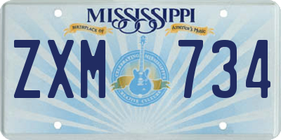 MS license plate ZXM734